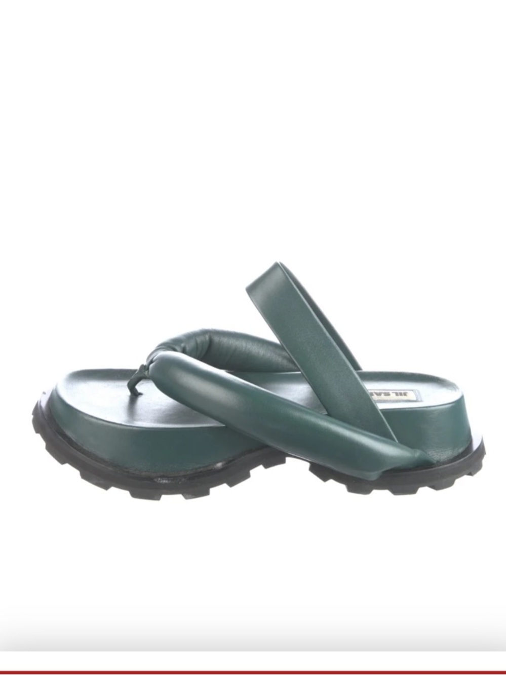 JIL SANDER Puffy Napa Leather Thong
Sandals Slides. Green. Crossover Straps.SZ10